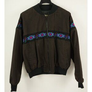 Vintage 1960s Cherokee Custom Tribe Made Duck Canvas Bomber Jacket XL Native USA